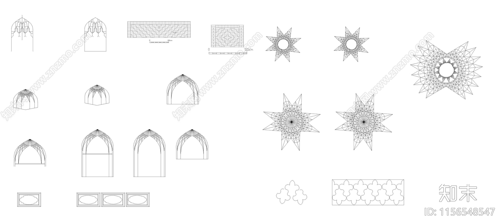 伊斯兰花纹图库cad施工图下载【ID:1156548547】