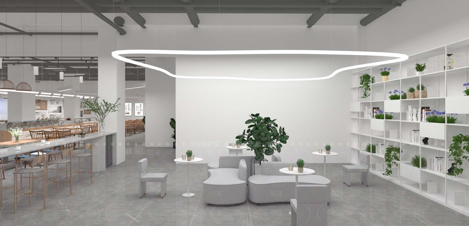 现代企业食堂3D模型下载【ID:1156548778】
