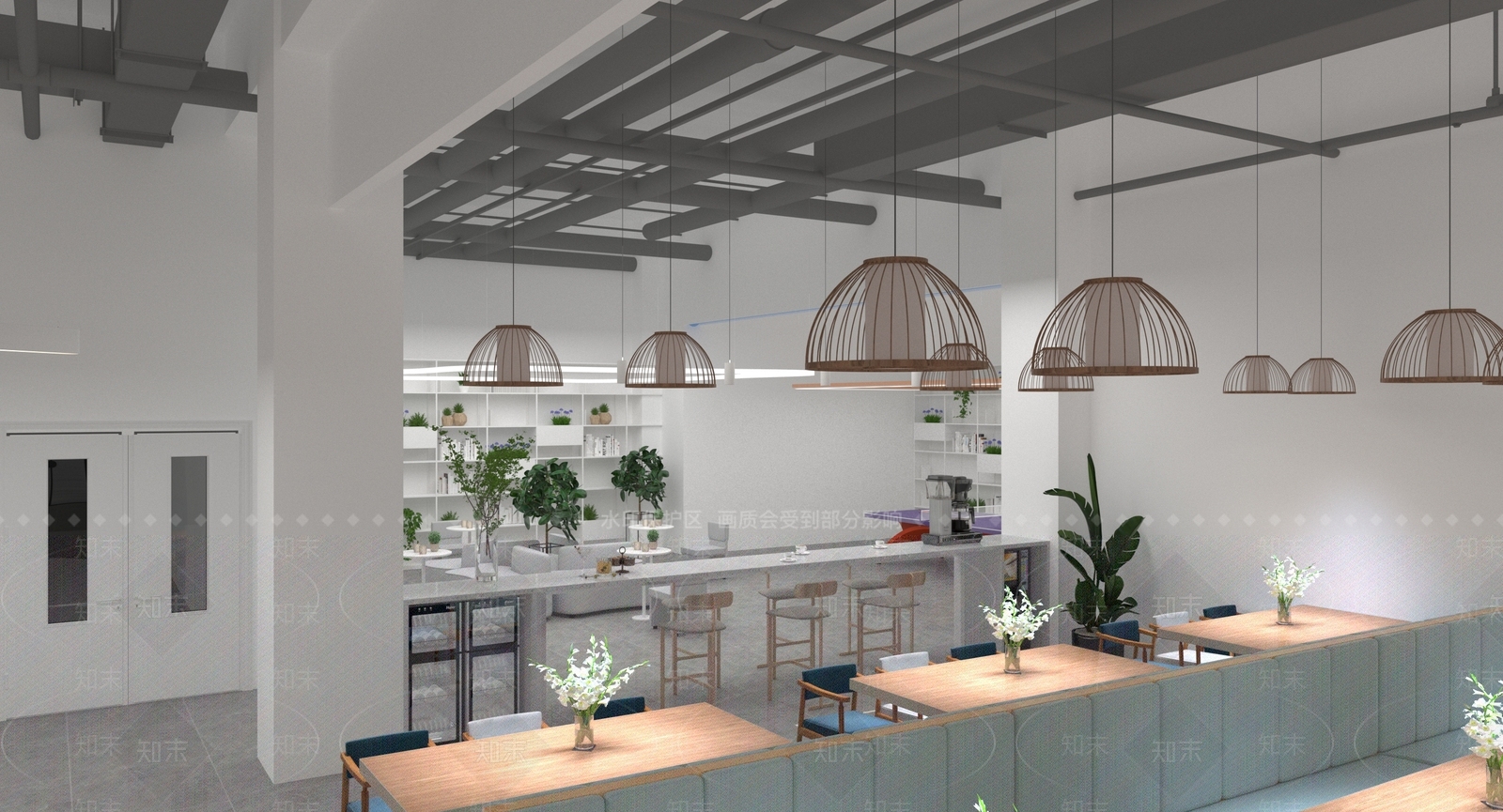 现代企业食堂3D模型下载【ID:1156548778】