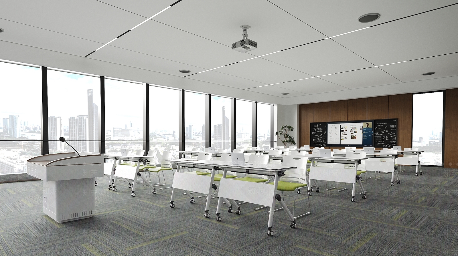 现代多功能会议室3D模型下载【ID:1156672447】
