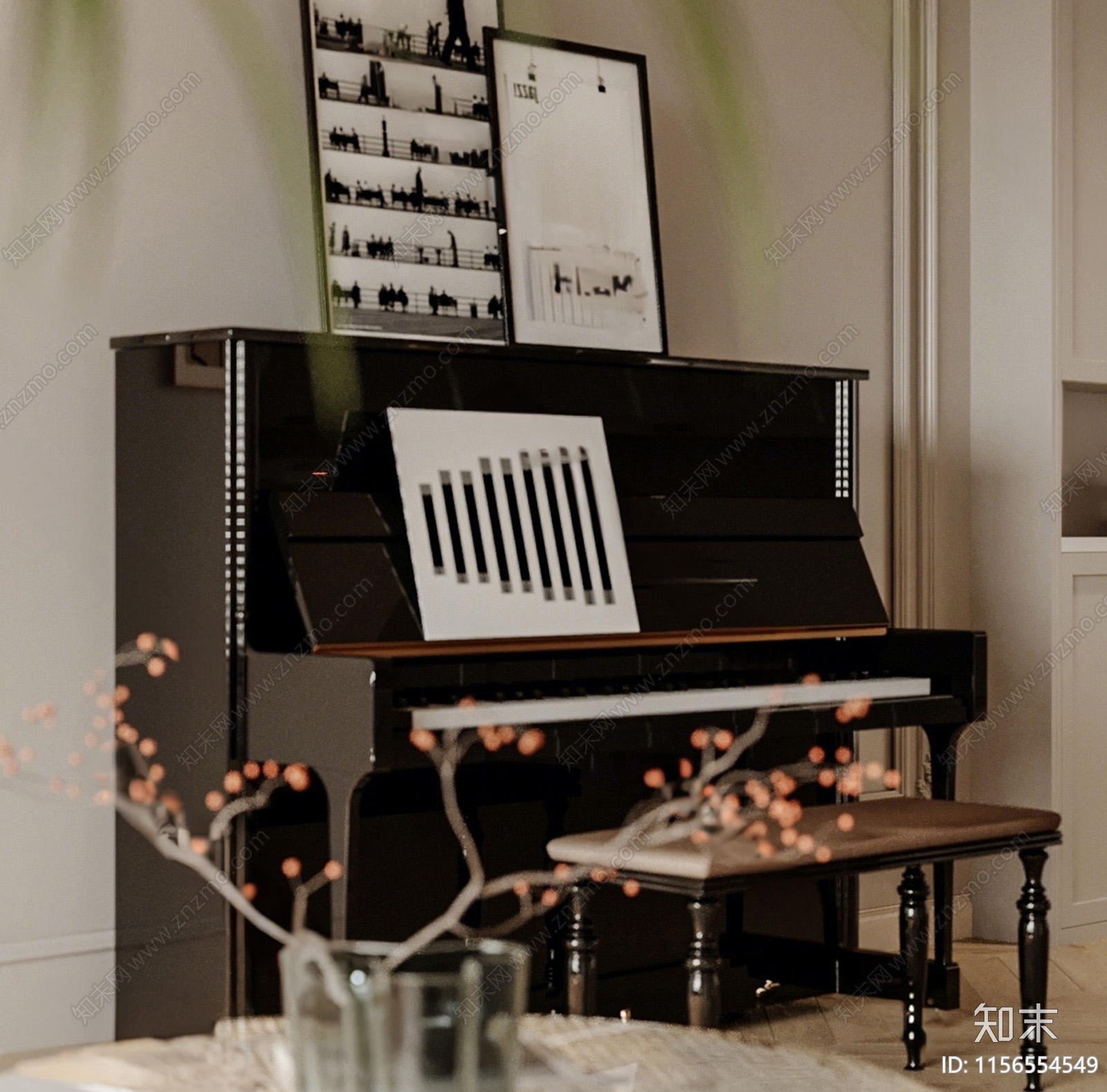 现代钢琴SU模型下载【ID:1156554549】