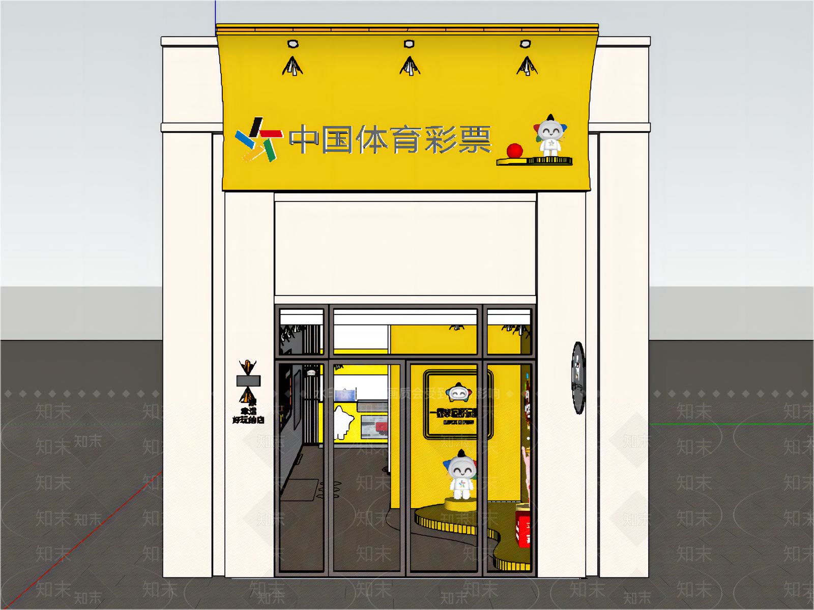 现代体育彩票店SU模型下载【ID:1156558761】