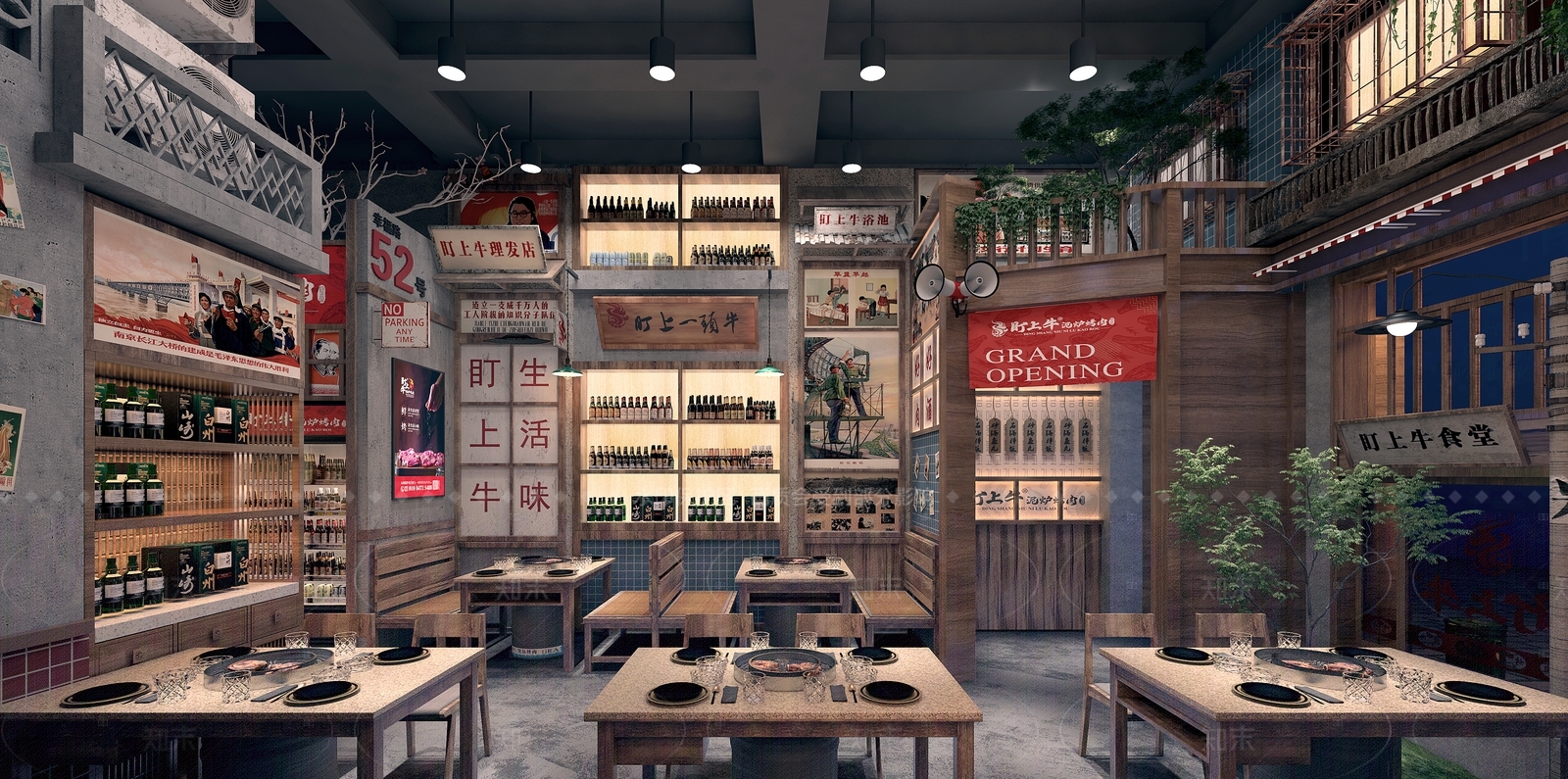 工业风烧烤店3D模型下载【ID:1214364759】