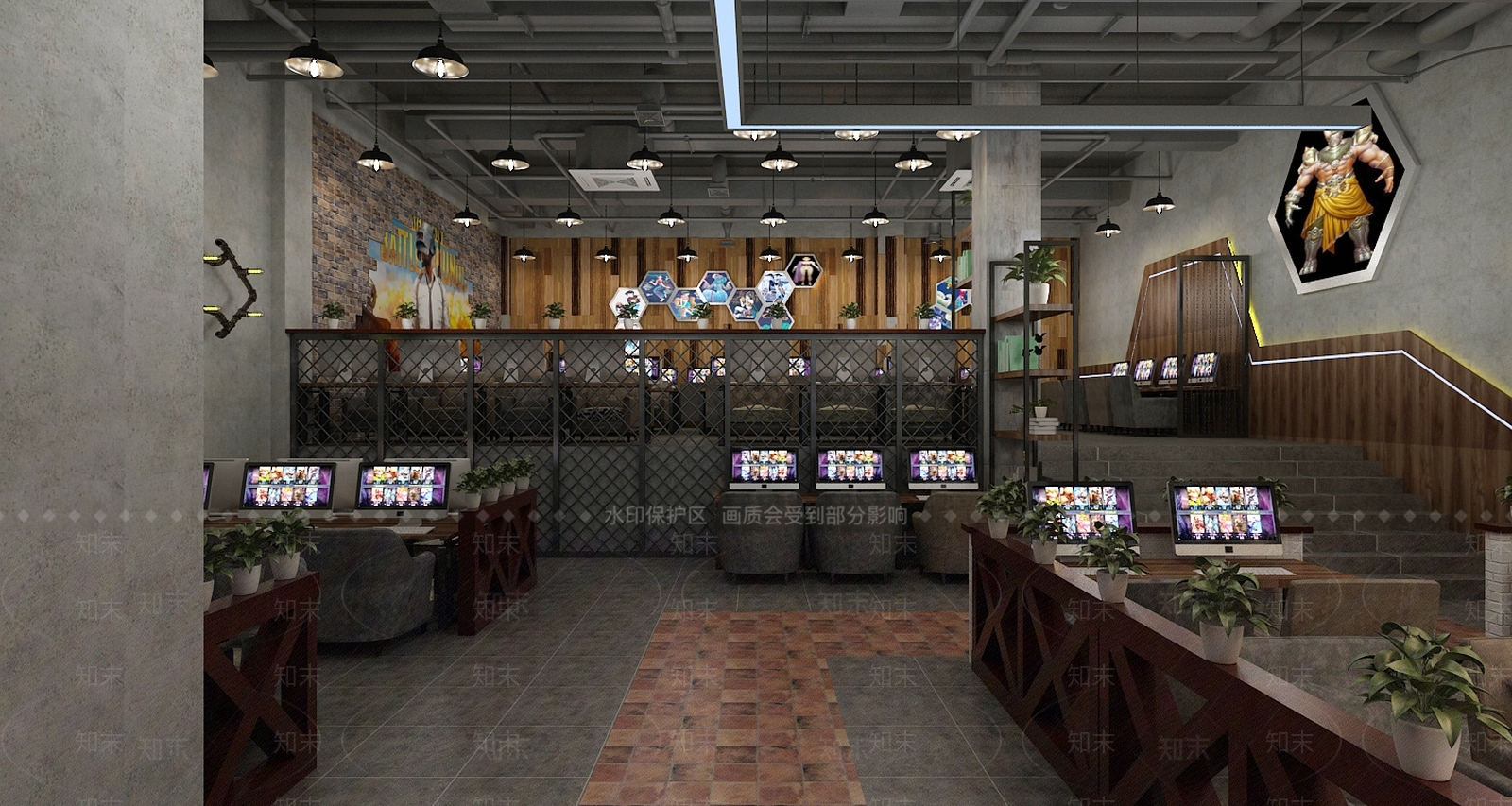工业风网吧3D模型下载【ID:1156566237】
