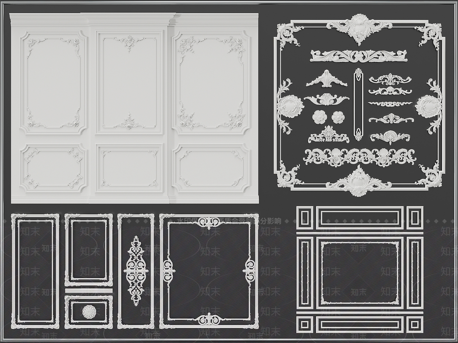 欧式古典石膏线条3D模型下载【ID:1156566850】