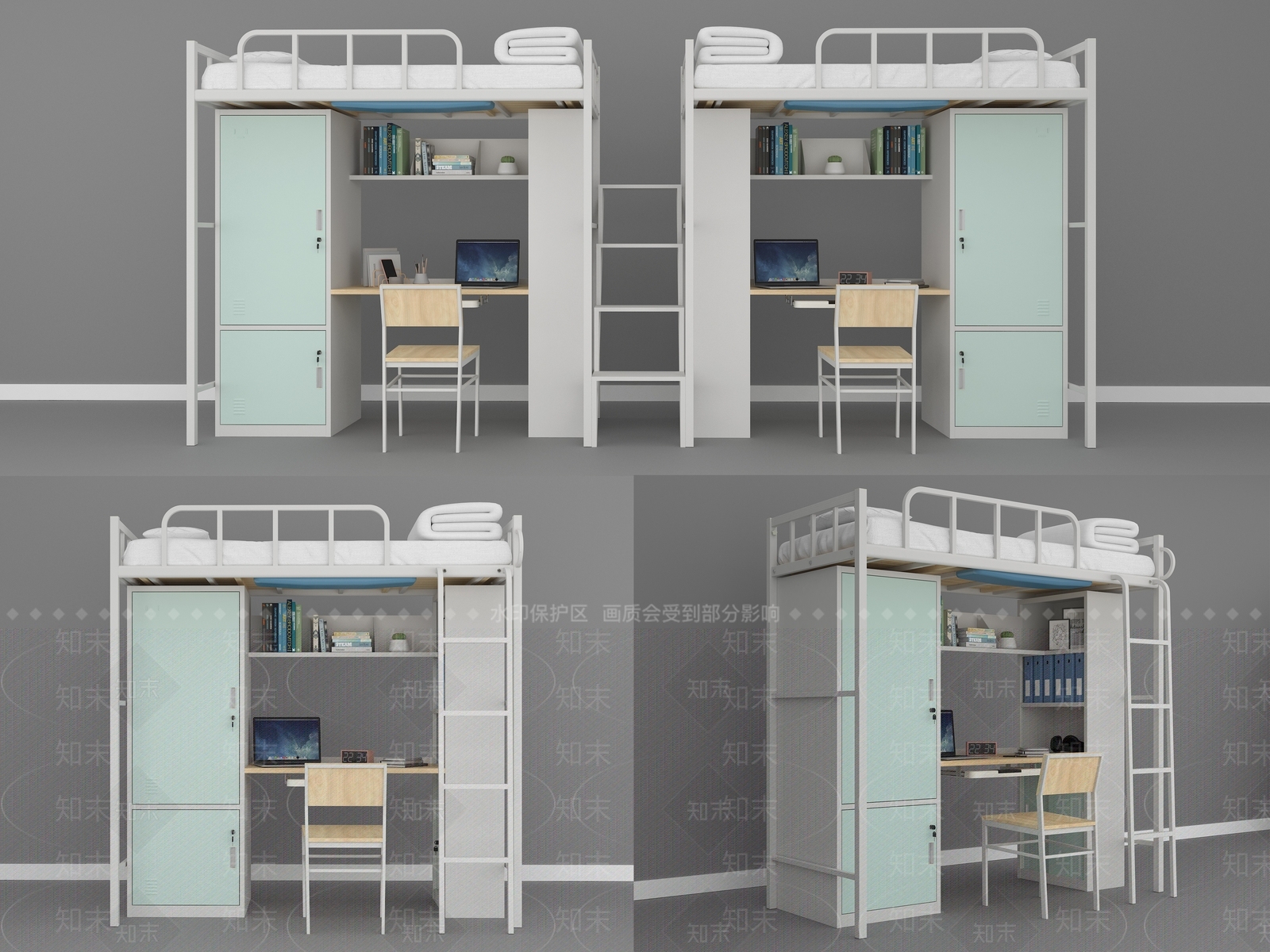 现代上下床3D模型下载【ID:1156567436】