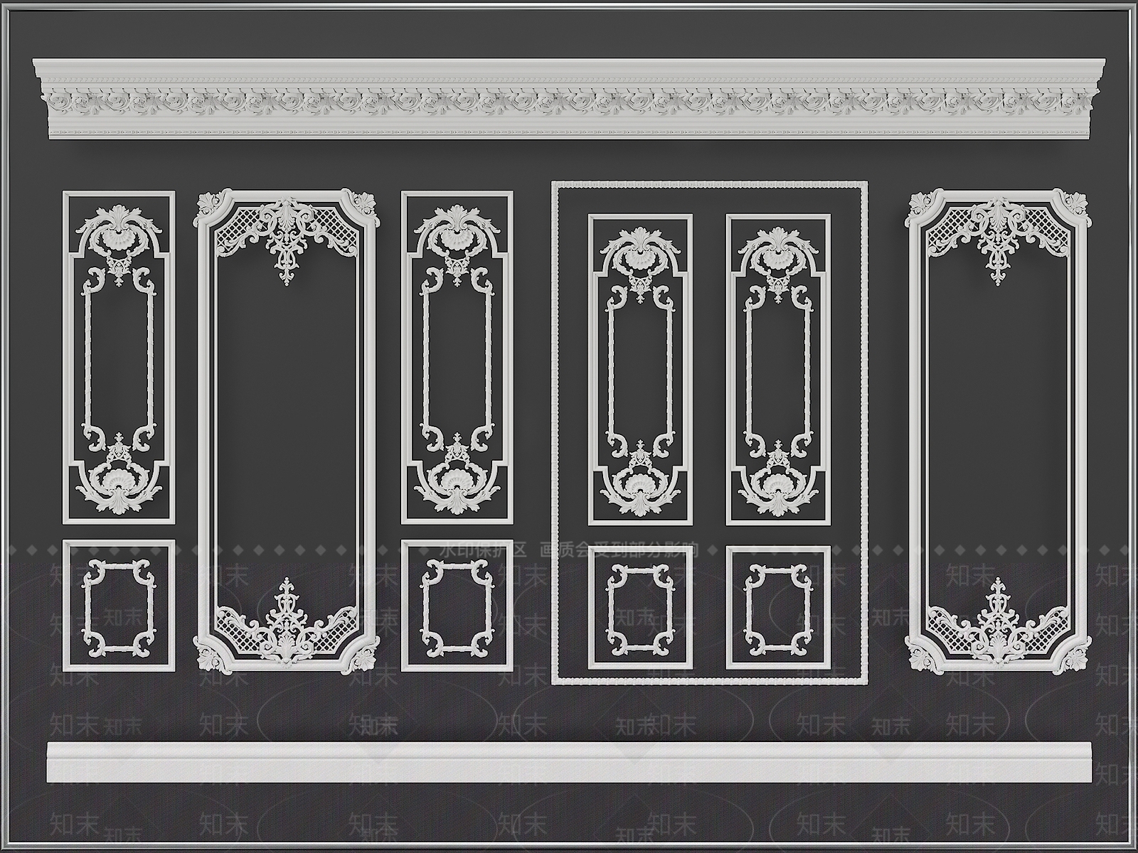欧式古典石膏线条3D模型下载【ID:1156567243】