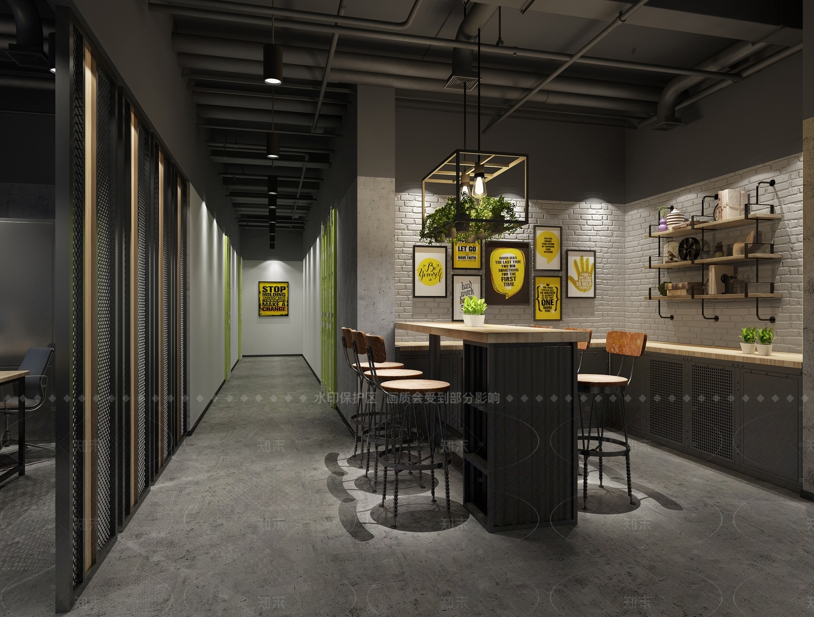 工业风茶水间3D模型下载【ID:1214364889】