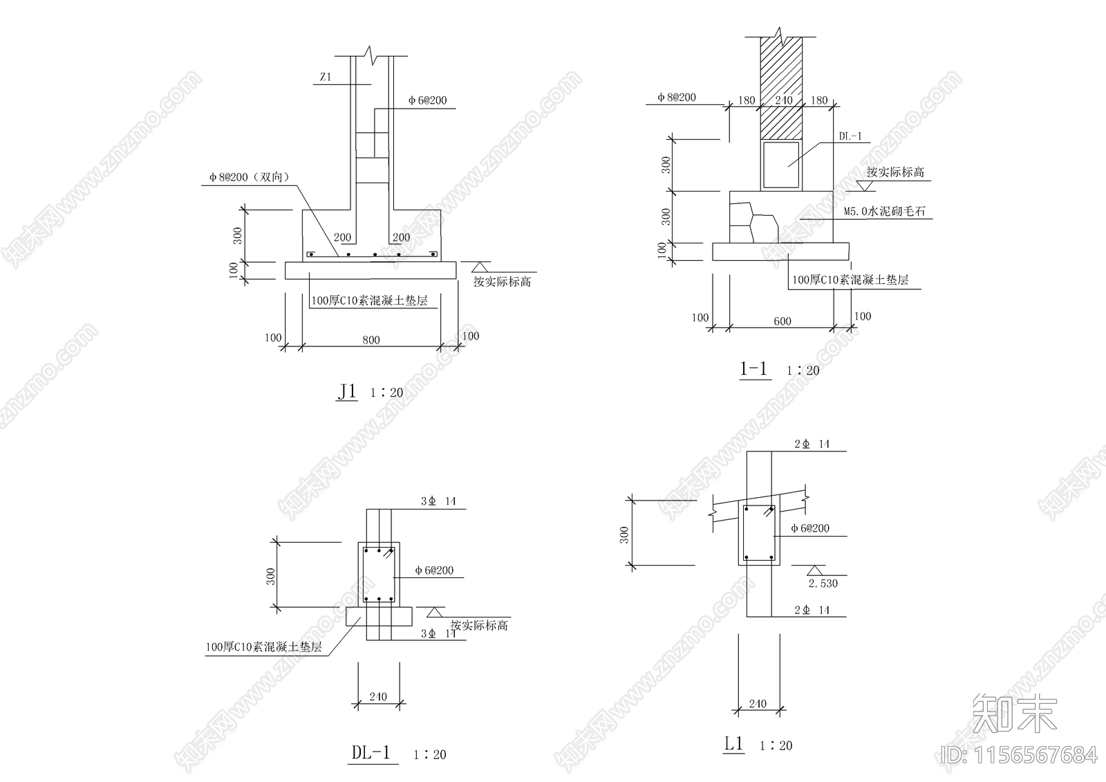 四角套亭子建筑cad施工图下载【ID:1156567684】