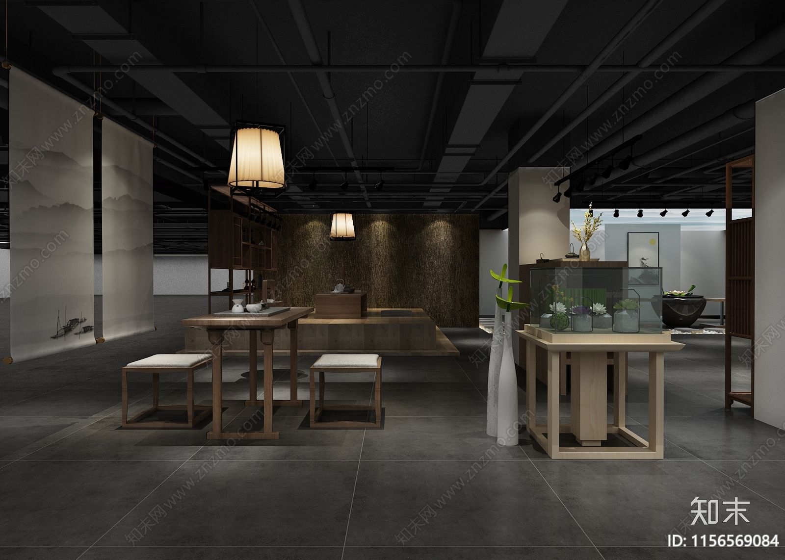 工业风茶叶展厅3D模型下载【ID:1156569084】