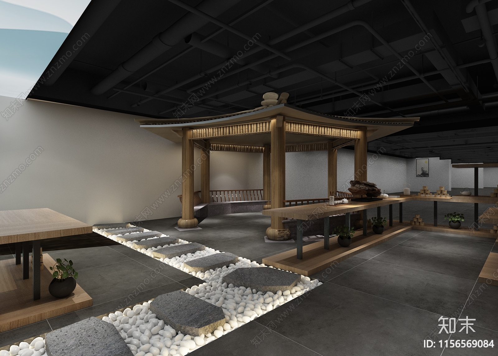 工业风茶叶展厅3D模型下载【ID:1156569084】