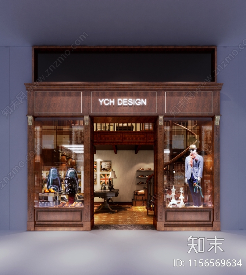 美式复古男装店3D模型下载【ID:1156569634】
