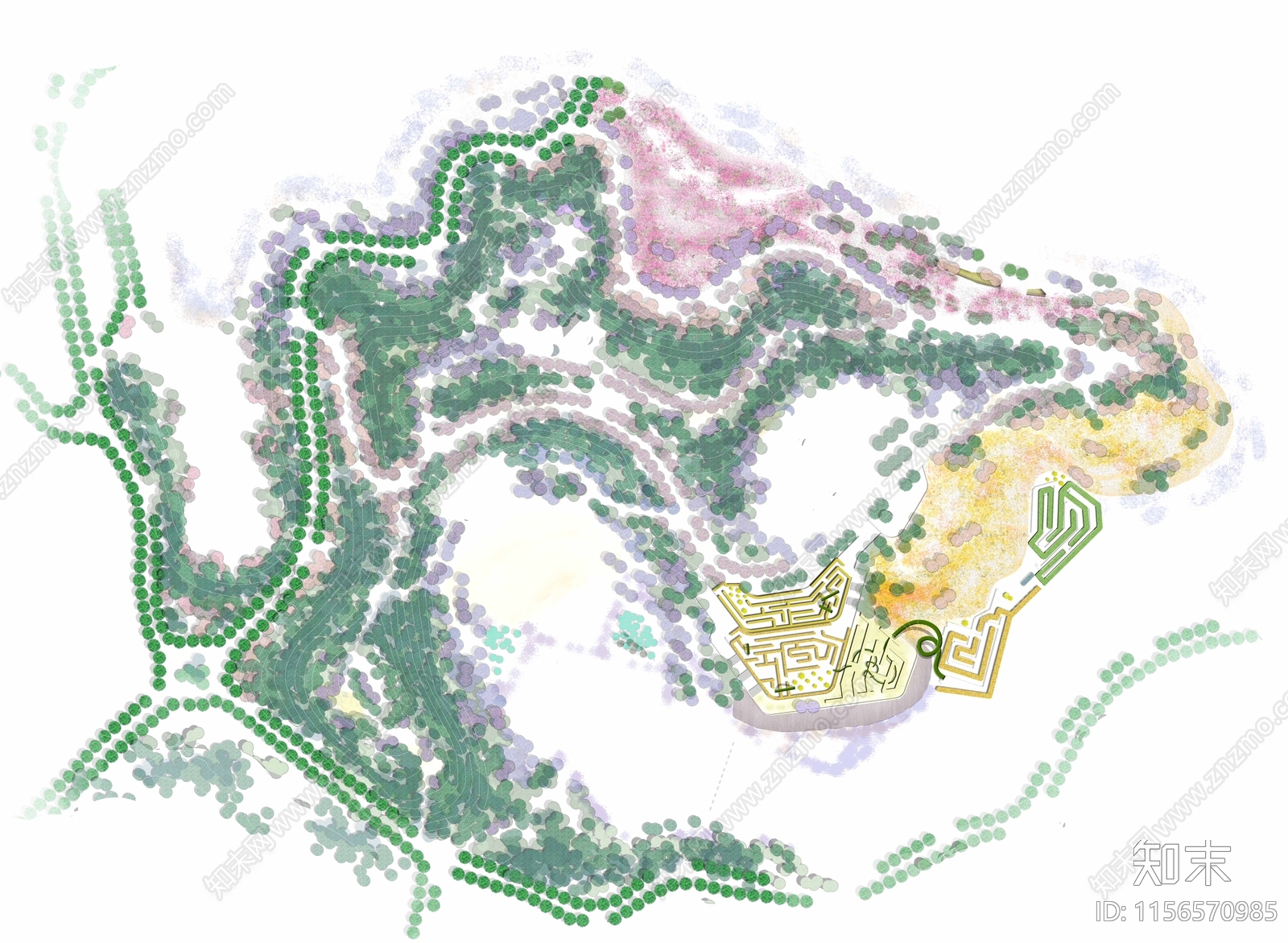 psd免抠景观彩平花海平面植物贴图下载【id:1156570985】