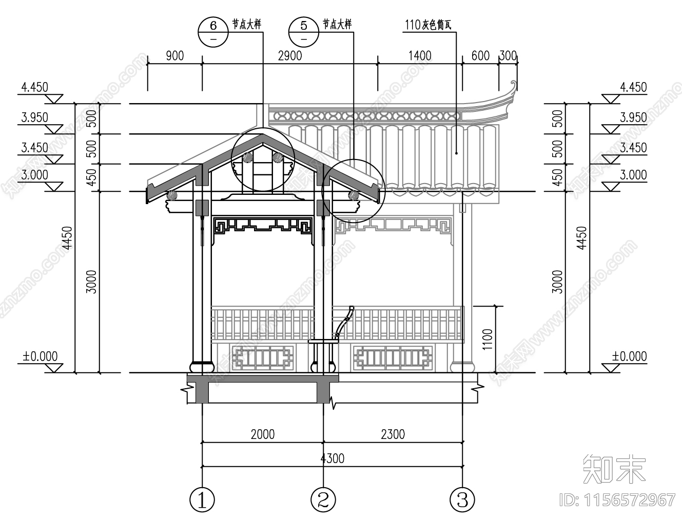 连廊cad施工图下载【ID:1156572967】