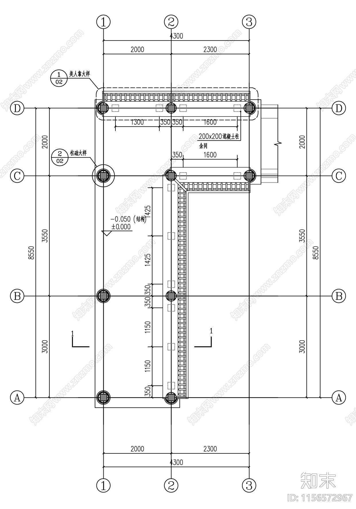 连廊cad施工图下载【ID:1156572967】