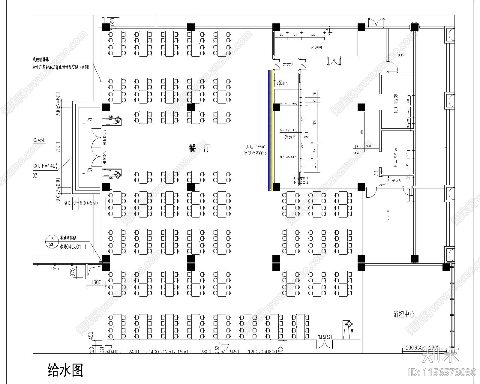 餐厅食堂平面图施工图下载【ID:1156573030】