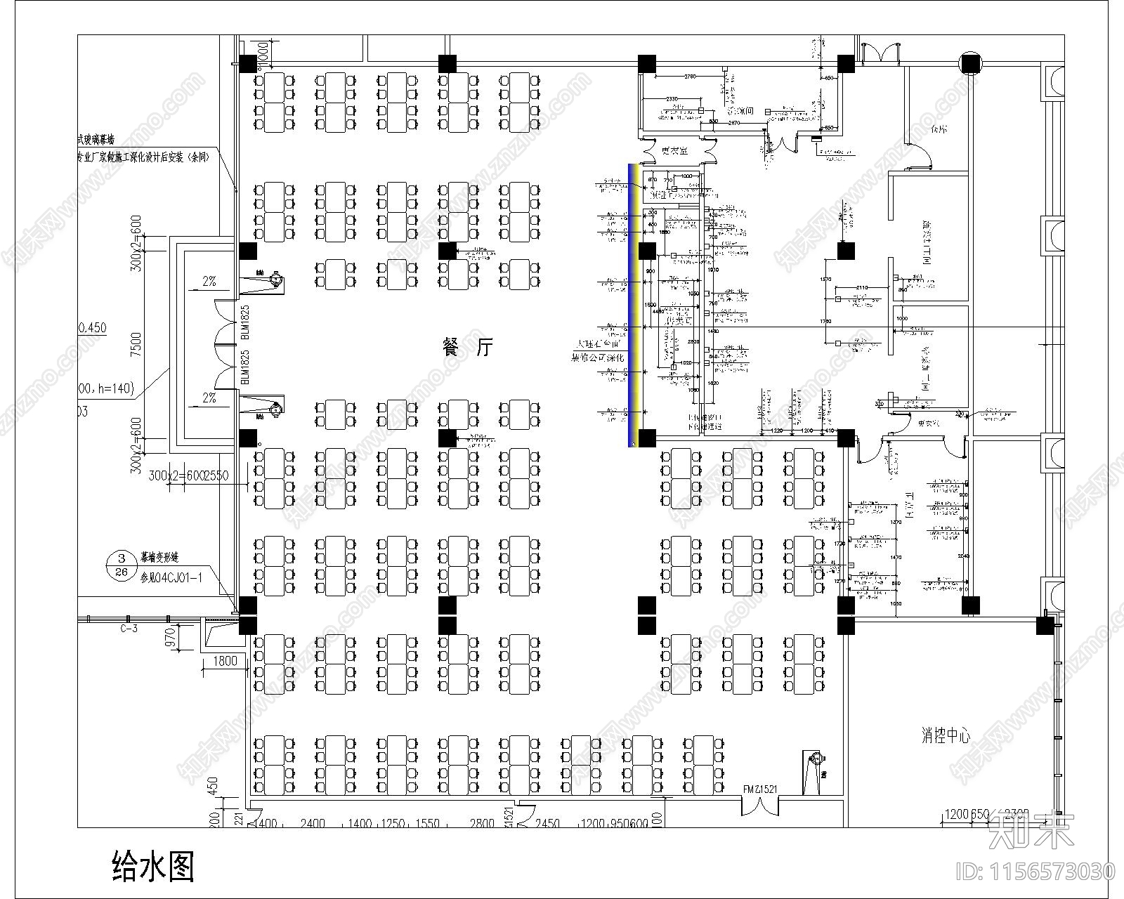 餐厅食堂平面图施工图下载【ID:1156573030】