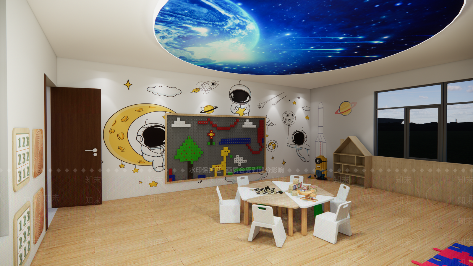 现代幼儿园建构室SU模型下载【ID:1156576171】