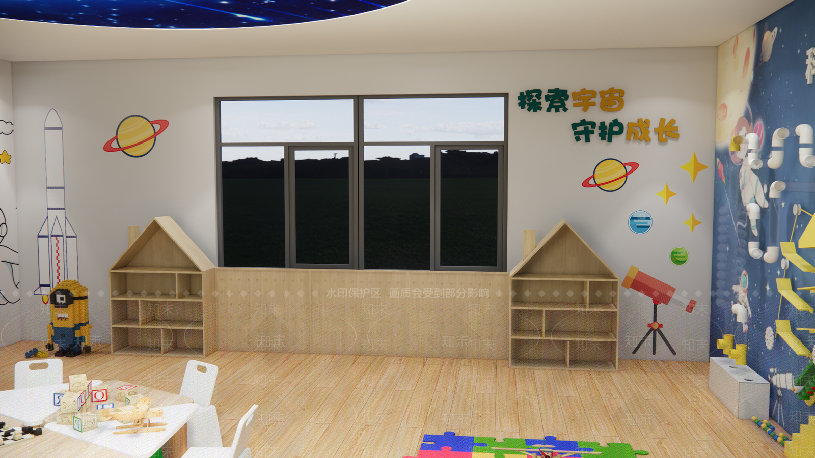 现代幼儿园建构室SU模型下载【ID:1156576171】
