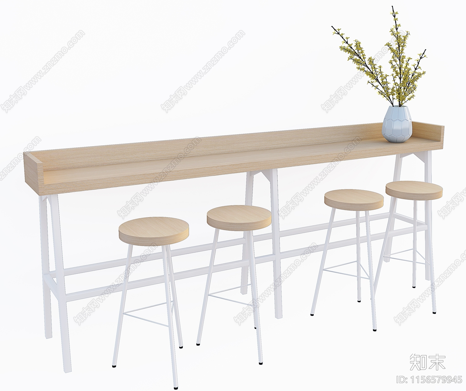 现代吧台吧椅组合3D模型下载【ID:1156579945】