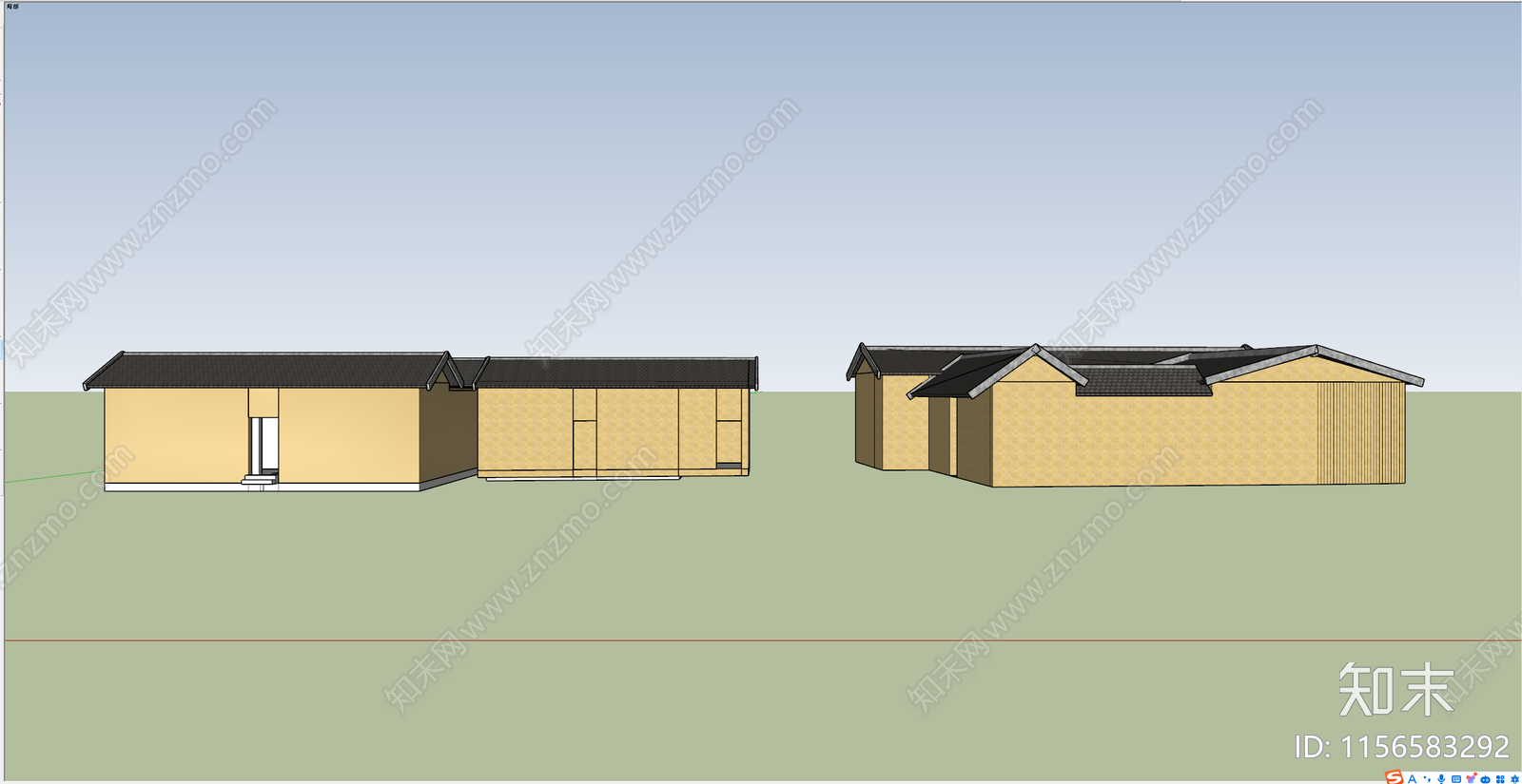 新中式乡村民房SU模型下载【ID:1156583292】