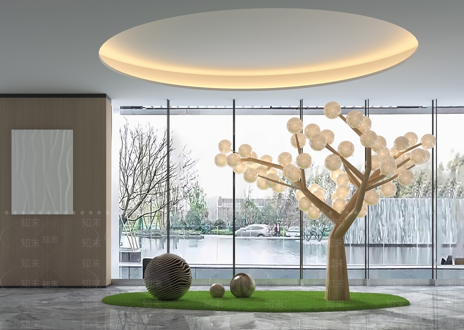 现代售楼部大厅景观造景3D模型下载【ID:1156583753】