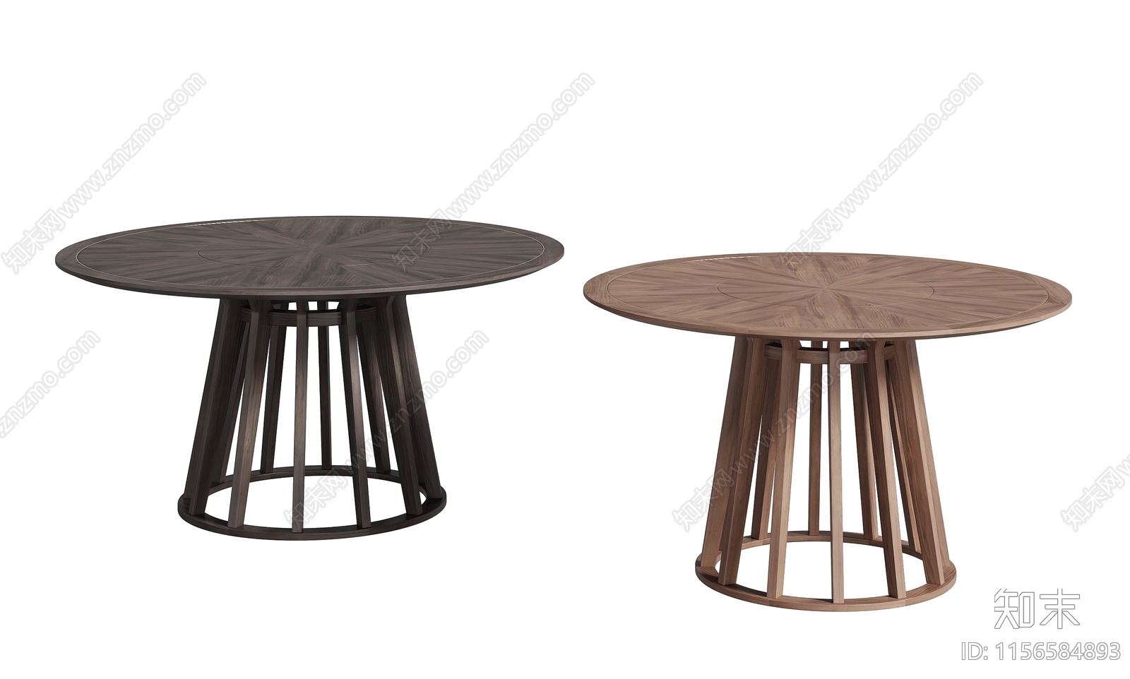 现代实木圆形餐桌3D模型下载【ID:1156584893】
