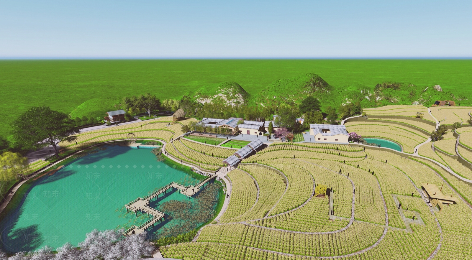 新中式美丽乡村建设SU模型下载【ID:1156585488】