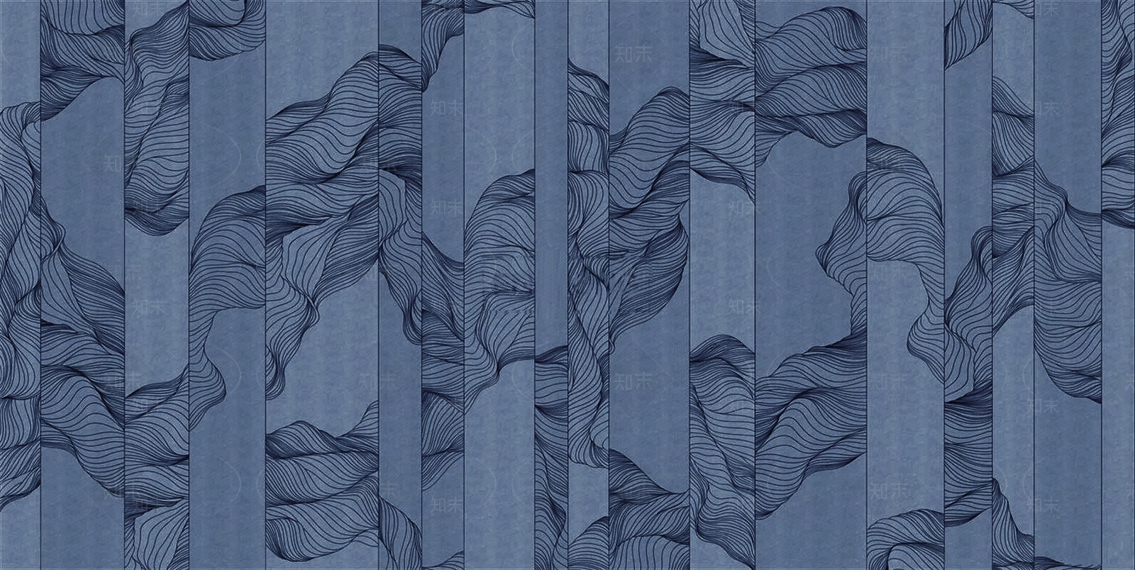 蓝色现代抽象线条曲线壁纸壁画分割贴图下载【ID:1156586635】