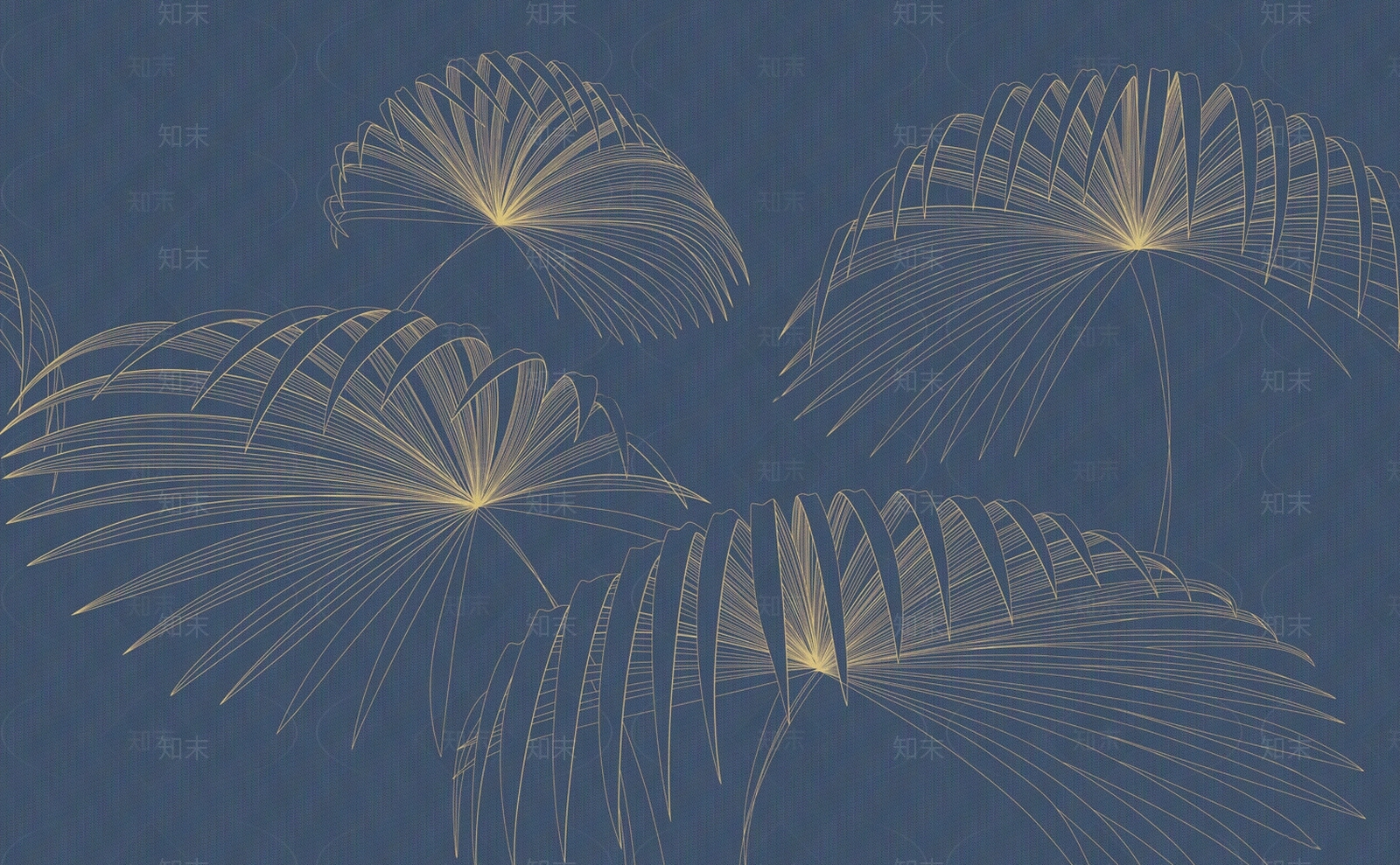 蓝色热带棕榈树树叶纹理壁纸壁画贴图下载【ID:1156587731】