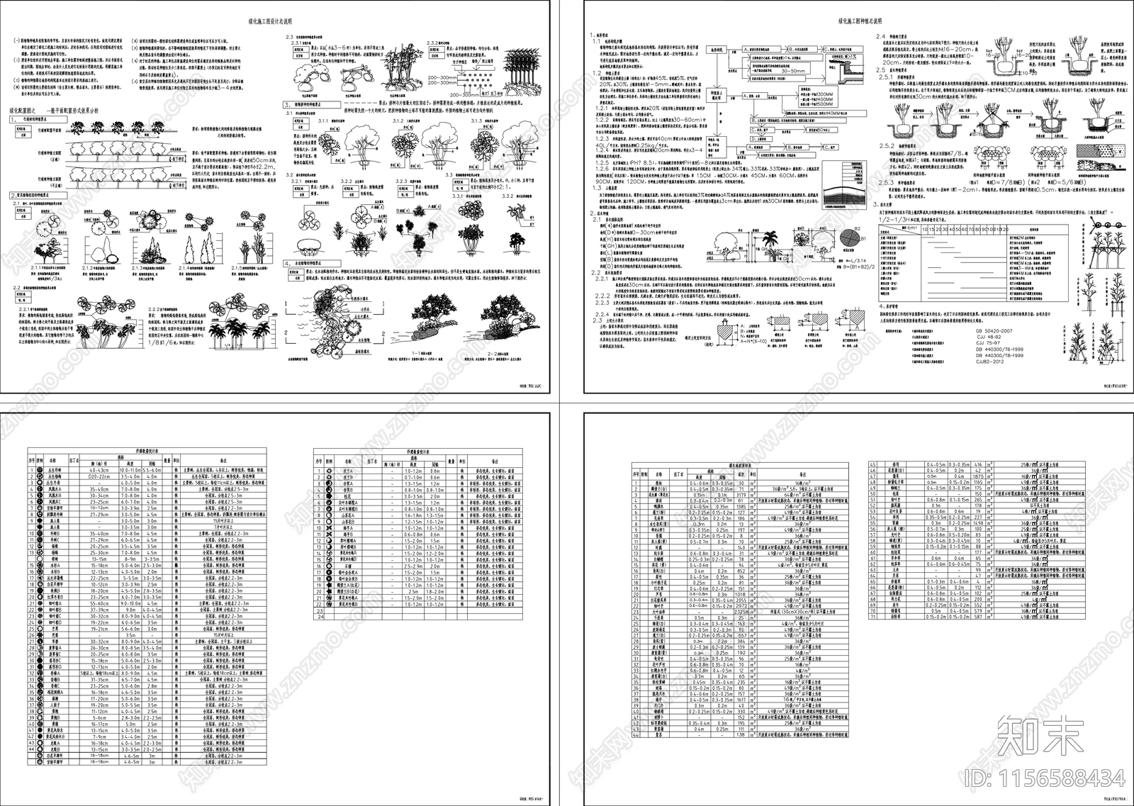 绿化种植设计说明及苗木表施工图下载【ID:1156588434】