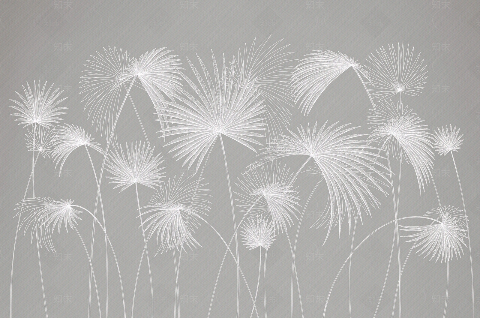 灰色热带棕榈树树叶纹理壁纸壁画贴图下载【ID:1156587899】