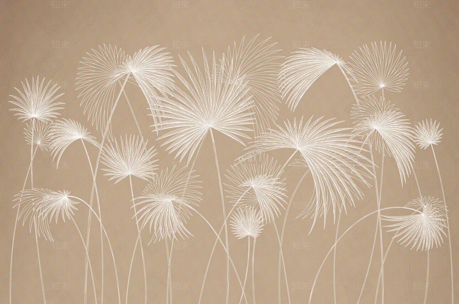 咖色热带棕榈树树叶纹理壁纸壁画贴图下载【ID:1156587905】