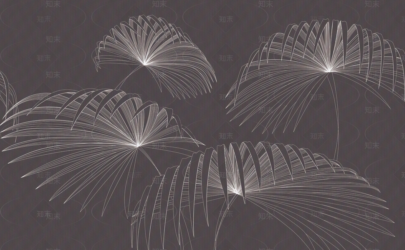 深灰色热带棕榈树树叶纹理壁纸壁画贴图下载【ID:1156588012】