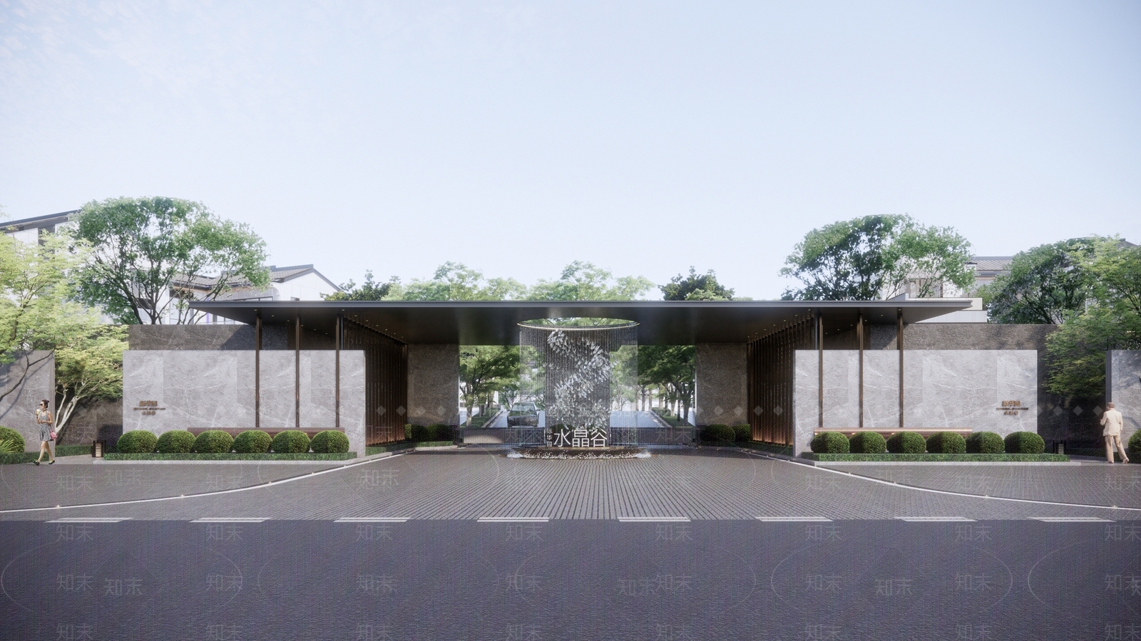 现代小区入口大门SU模型下载【ID:1156589052】