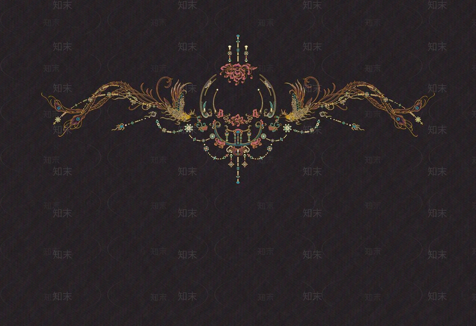 黑底欧式花纹壁纸壁画墙布贴图下载【ID:1156589170】