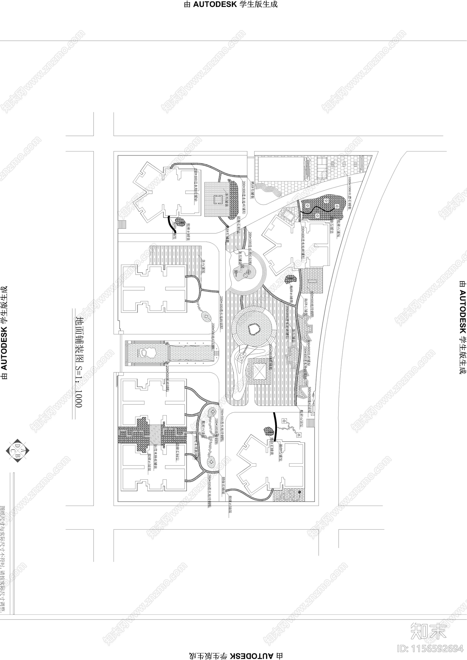 居住区景观cad施工图下载【ID:1156592694】