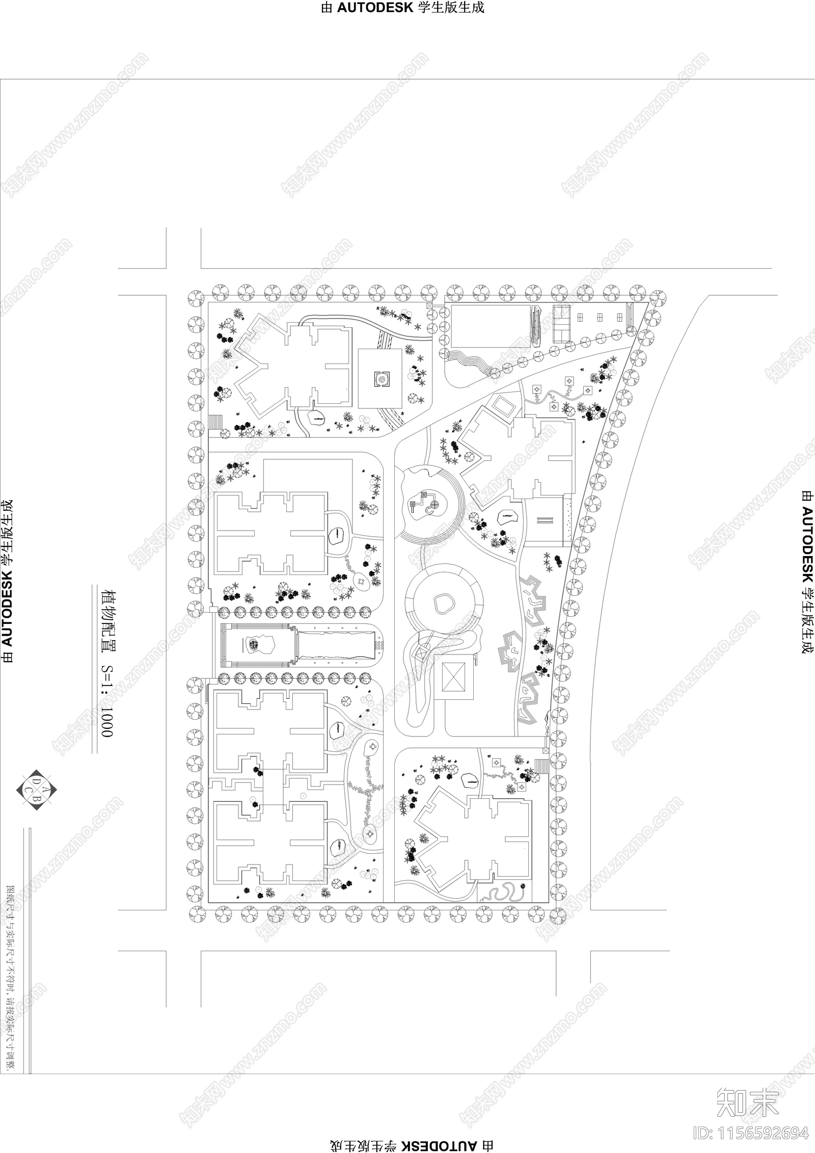 居住区景观cad施工图下载【ID:1156592694】