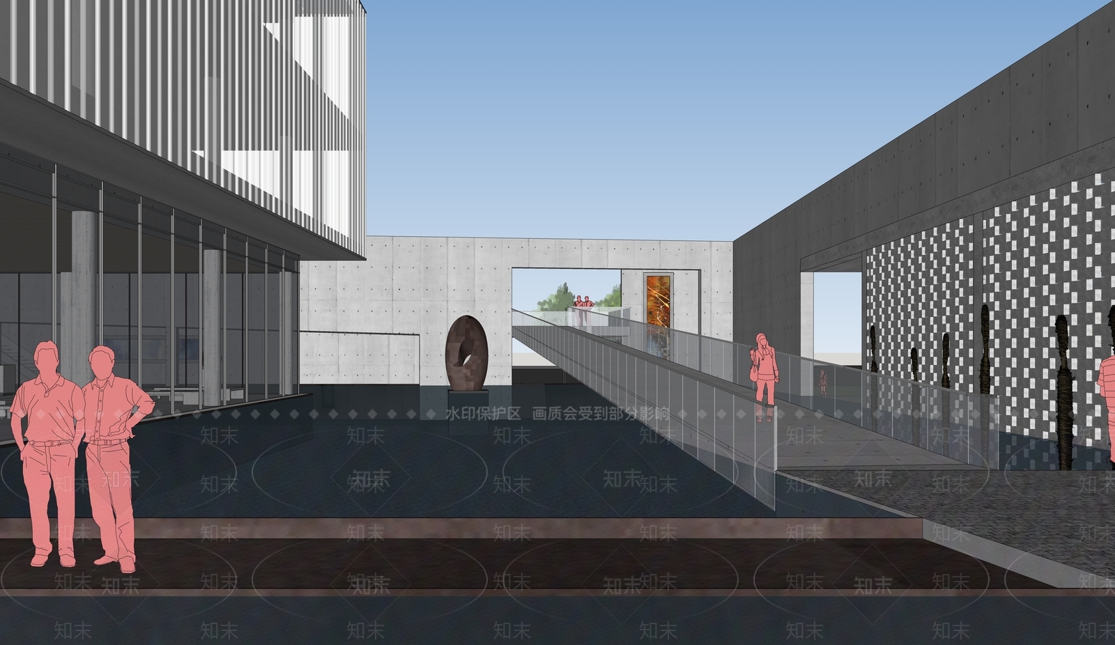 现代展览馆建筑SU模型下载【ID:1156593228】