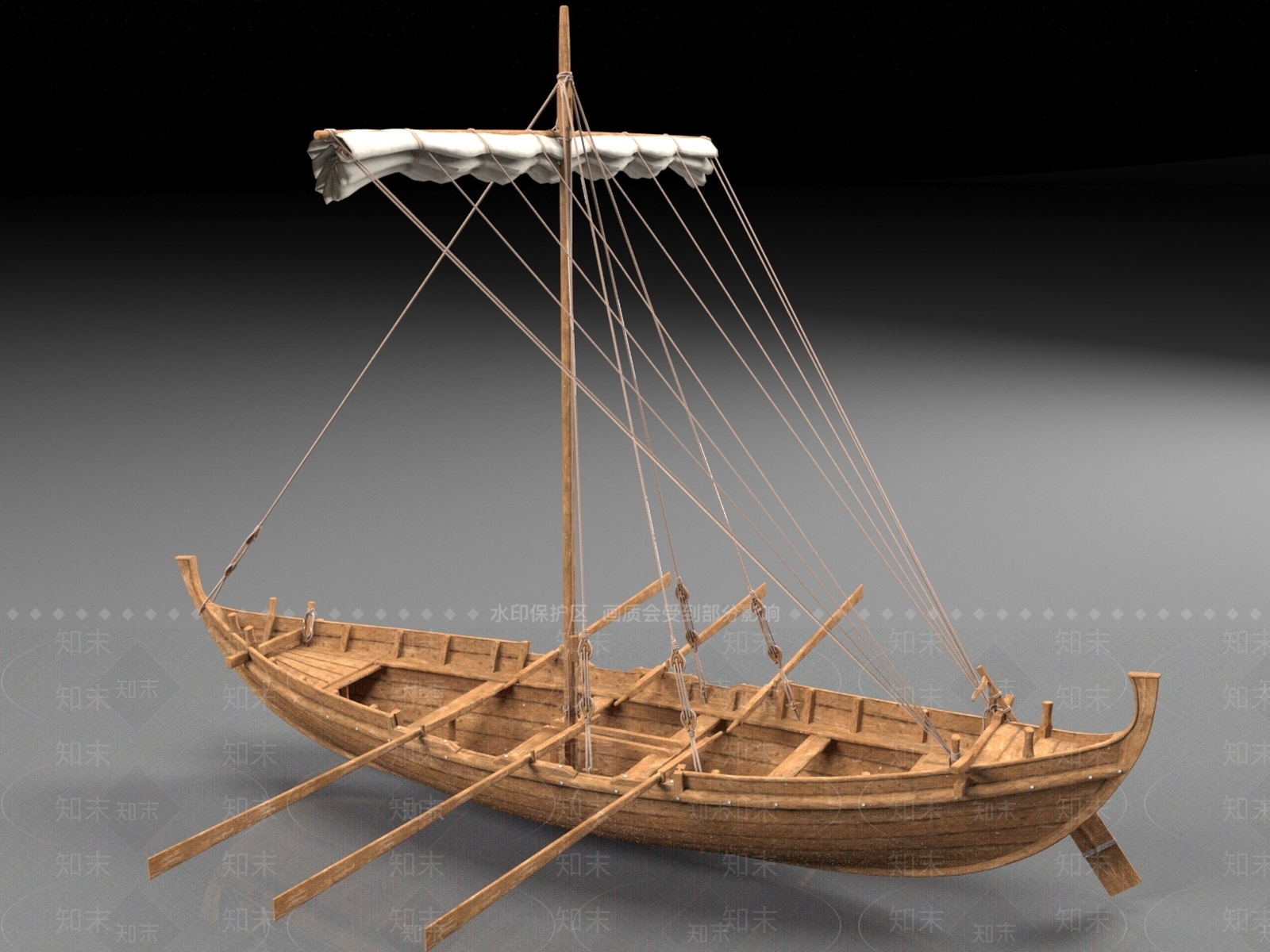 现代木船3D模型下载【ID:1156595845】