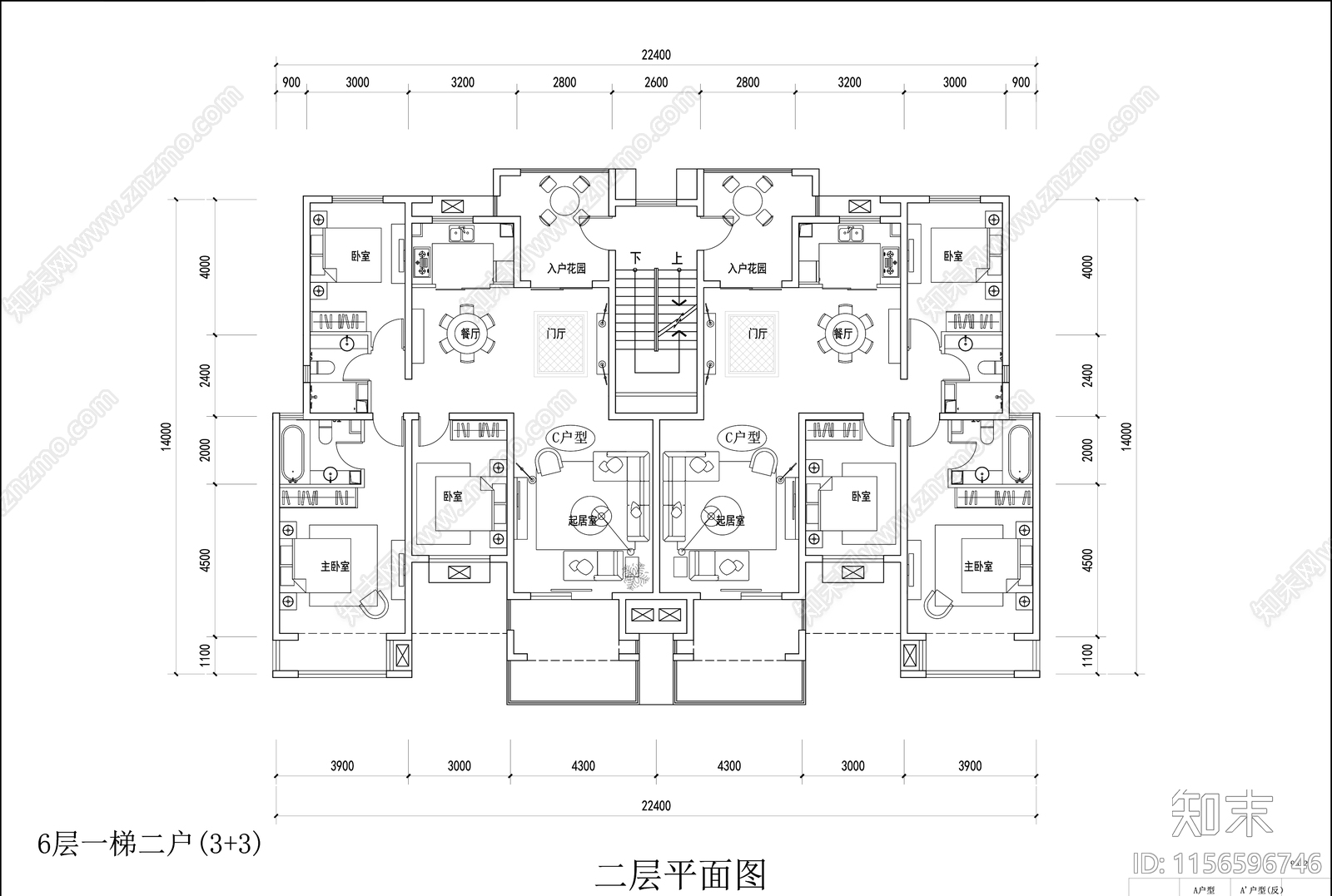 六层住宅平立剖面图cad施工图下载【ID:1156596746】