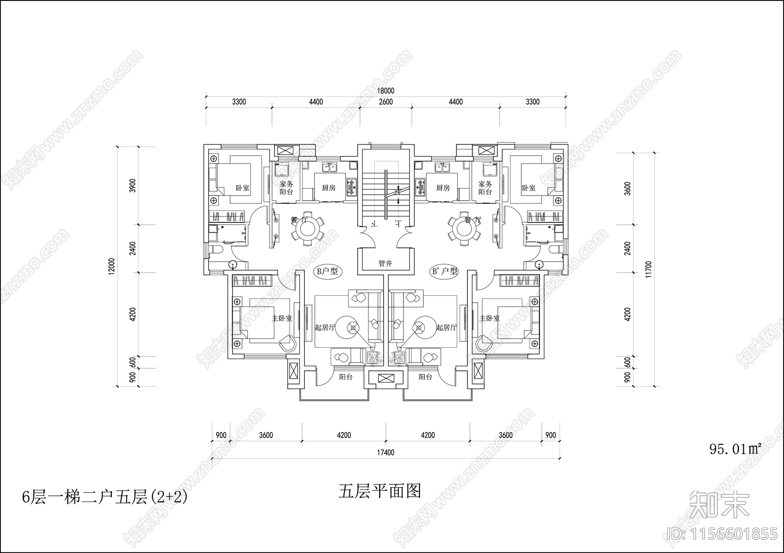 6层住宅平立剖面图cad施工图下载【ID:1156601855】