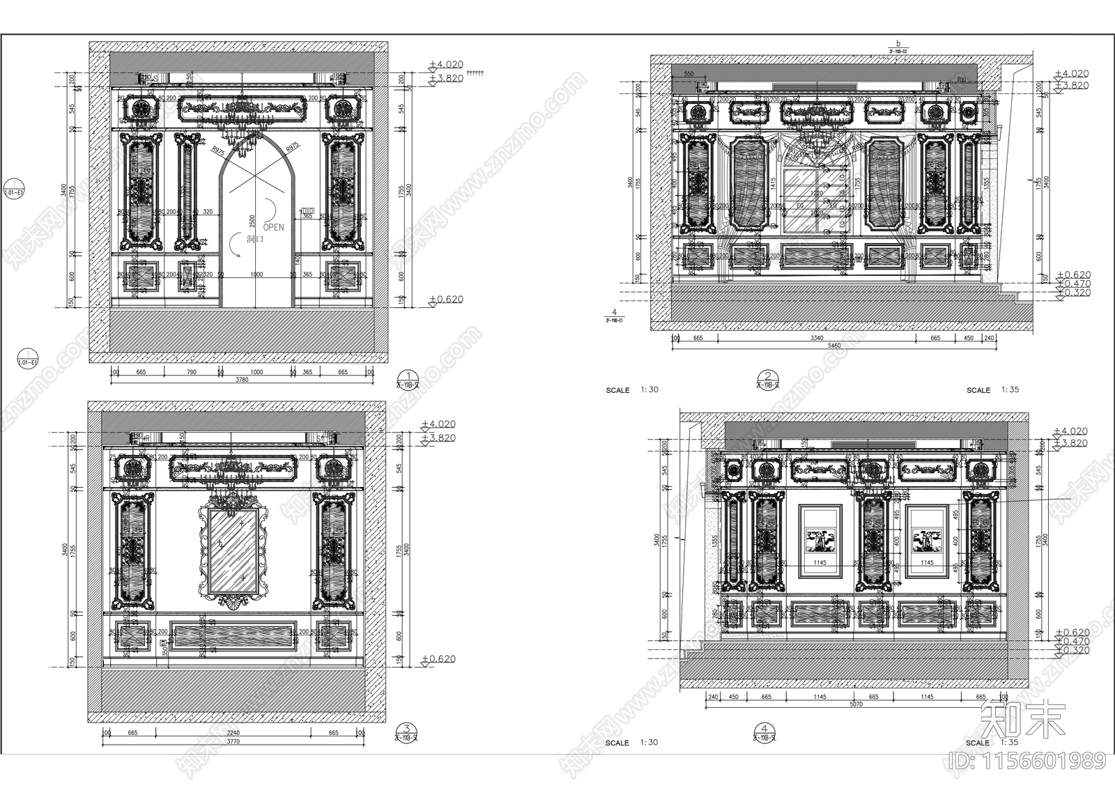 意大利风格西餐厅包厢效果图室内精装修cad施工图下载【ID:1156601989】