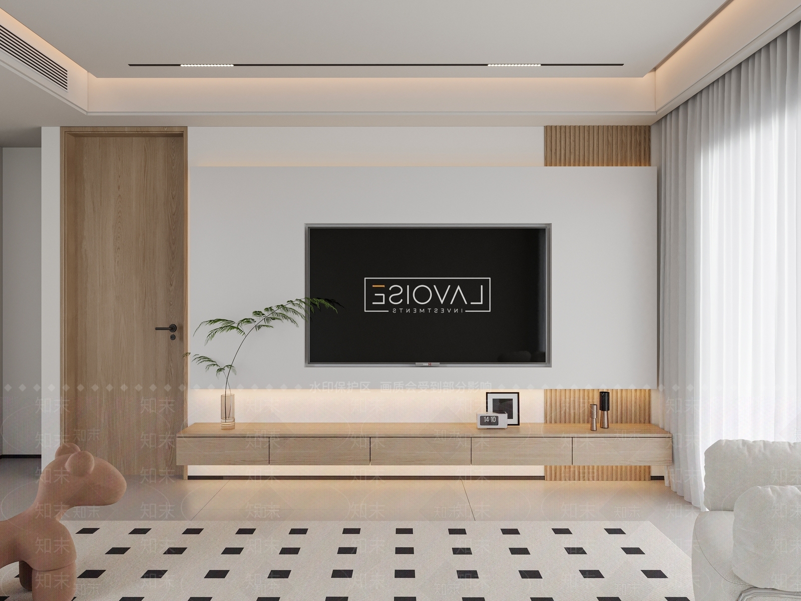 现代原木电视柜3D模型下载【ID:1156602306】