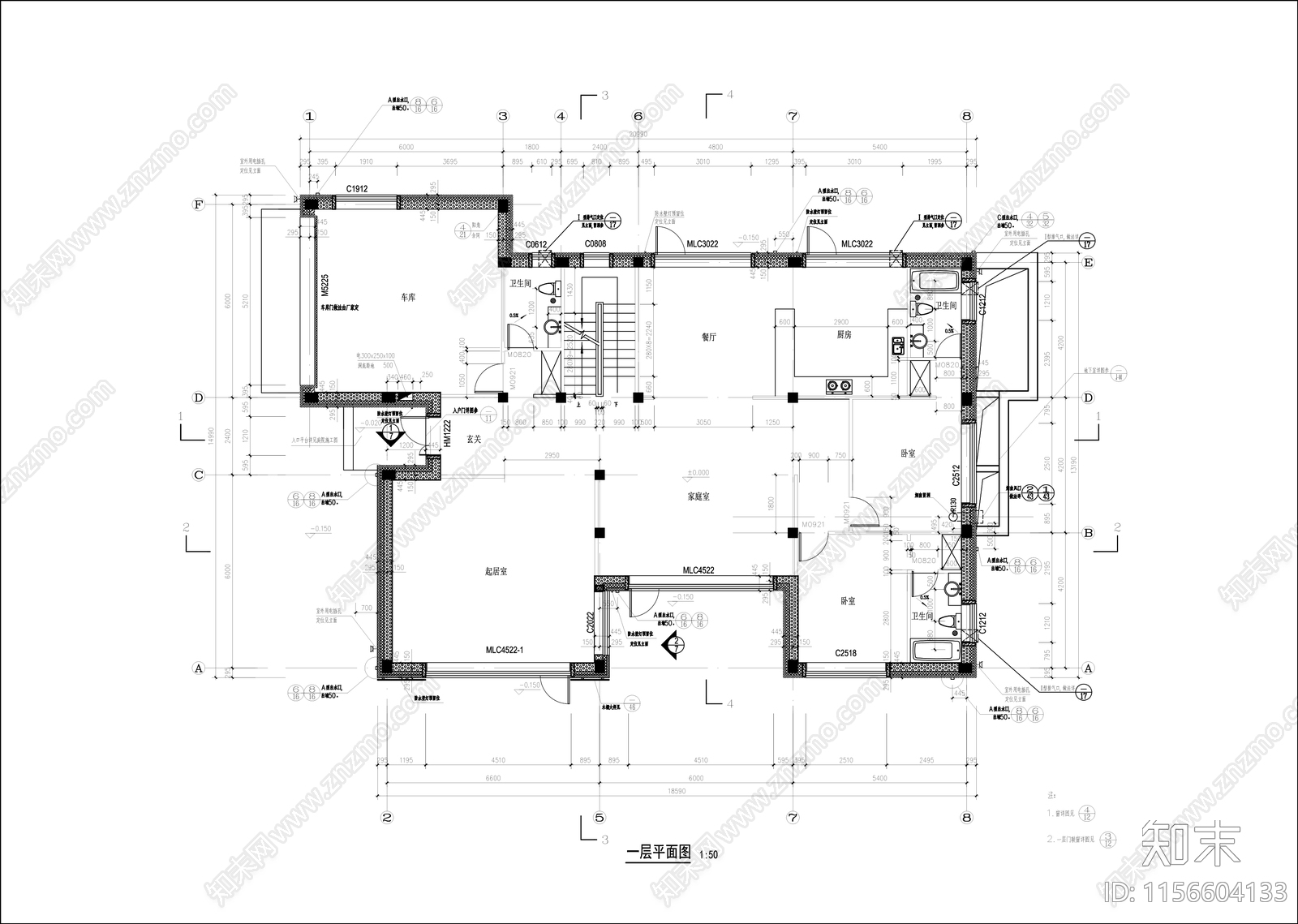 新中式400平米别墅cad施工图下载【ID:1156604133】