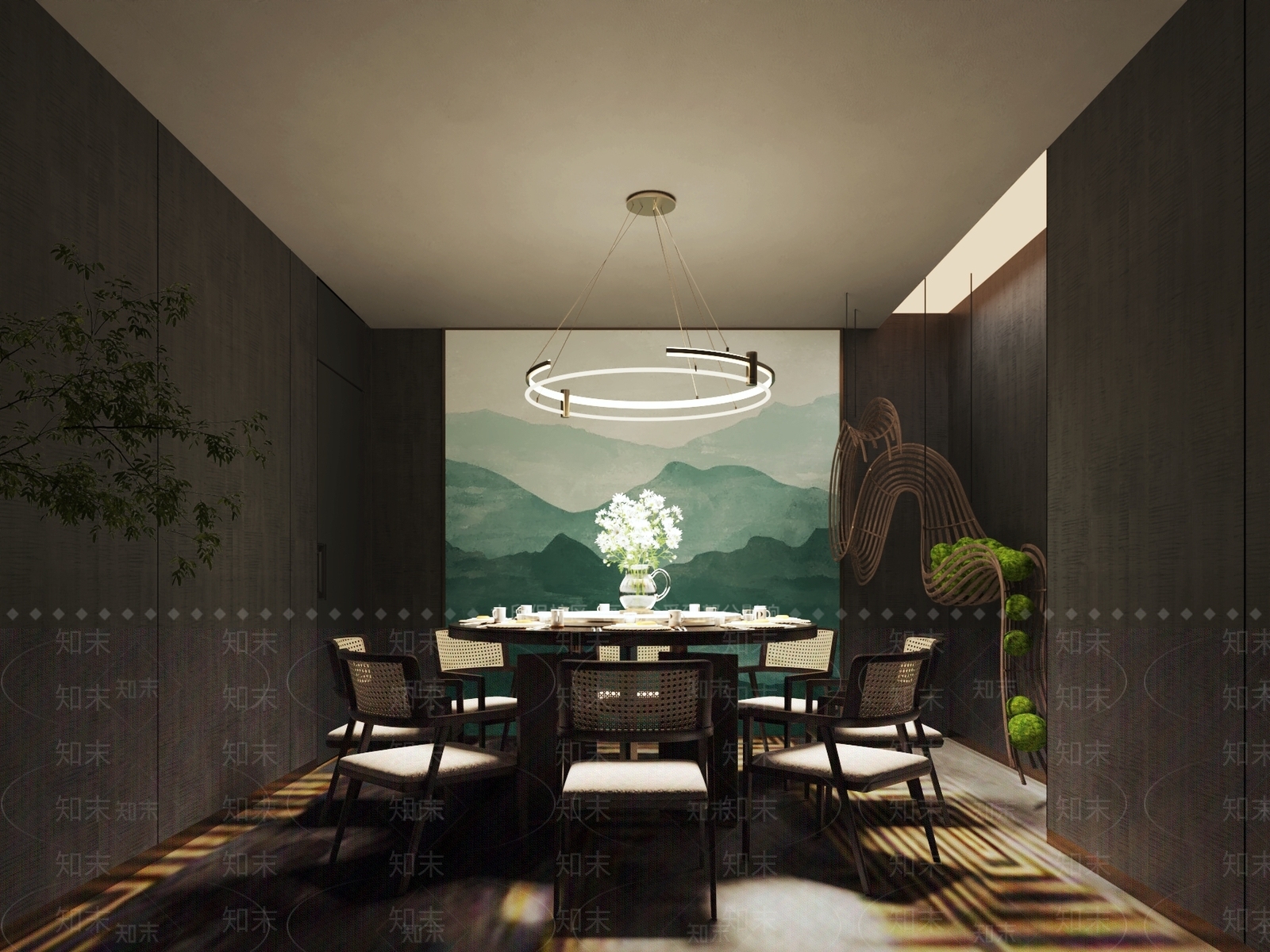 新中式餐厅包厢SU模型下载【ID:1156604898】