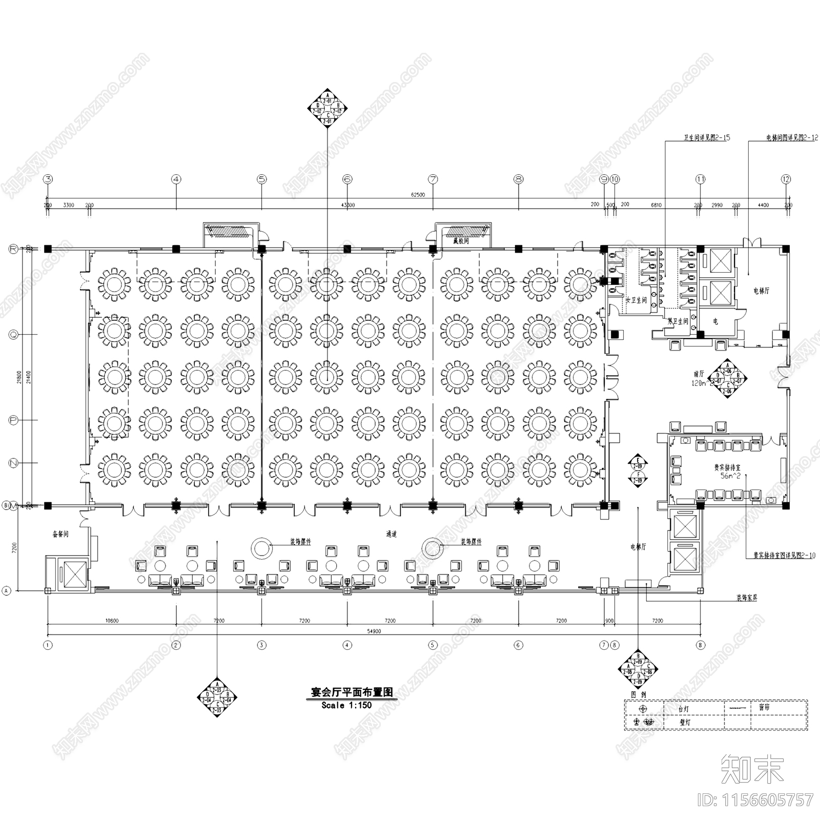 攀枝花金沙明珠宴会厅区域室内工装cad施工图下载【ID:1156605757】