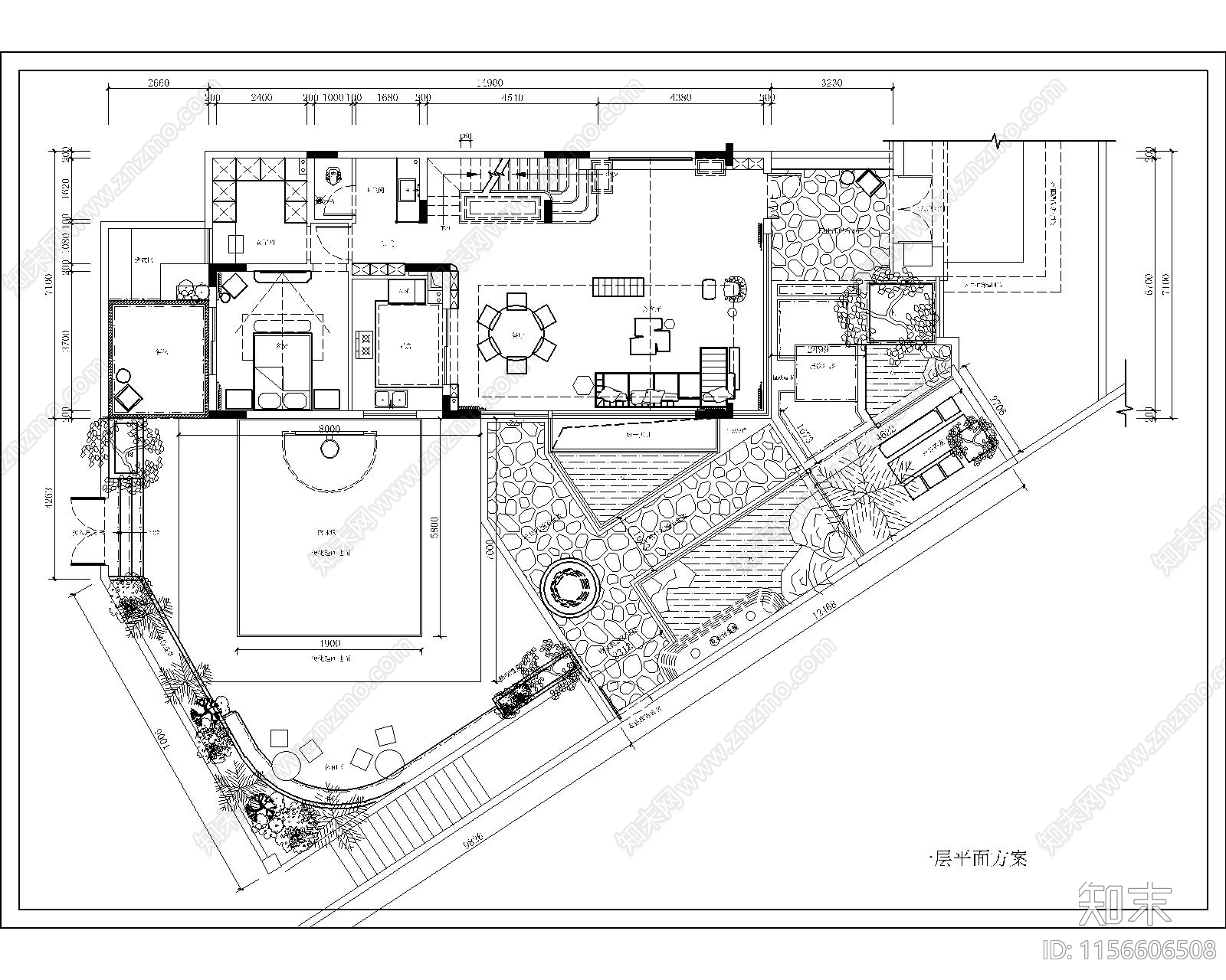 540m²别墅设计含花园概念方案cad施工图下载【ID:1156606508】