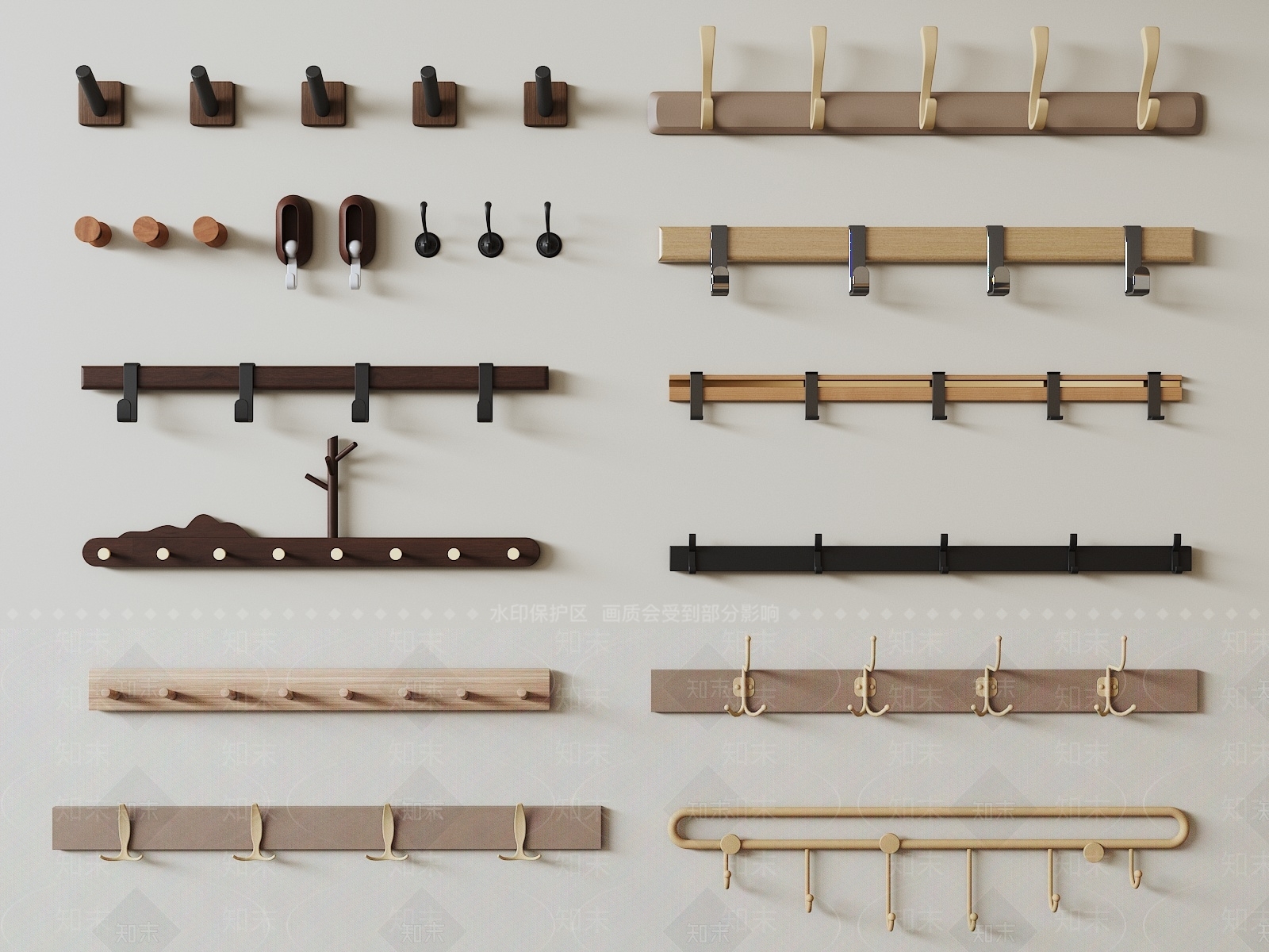 现代衣服挂钩3D模型下载【ID:1156609196】