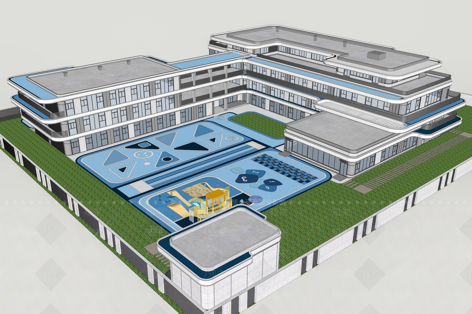 现代风格幼儿园SU模型下载【ID:1156610901】
